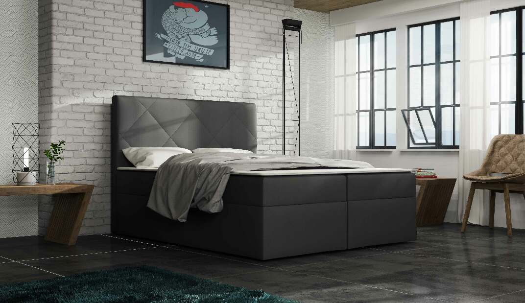 Manželská posteľ 180 cm Octavius (čierna) (s matracom)
