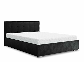Manželská posteľ 140 cm Hermila (čierna) (s roštom a úložným priestorom)