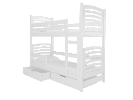 Poschodová detská posteľ 180x75 cm Oxana (s roštom a matracom) (biela)