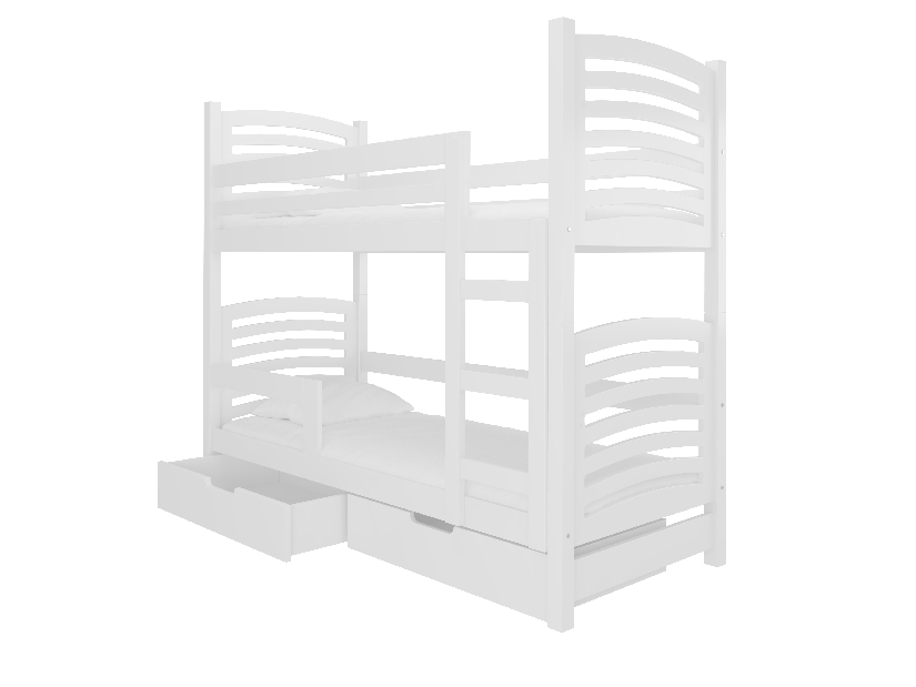 Poschodová detská posteľ 180x75 cm Oxana (s roštom a matracom) (biela)