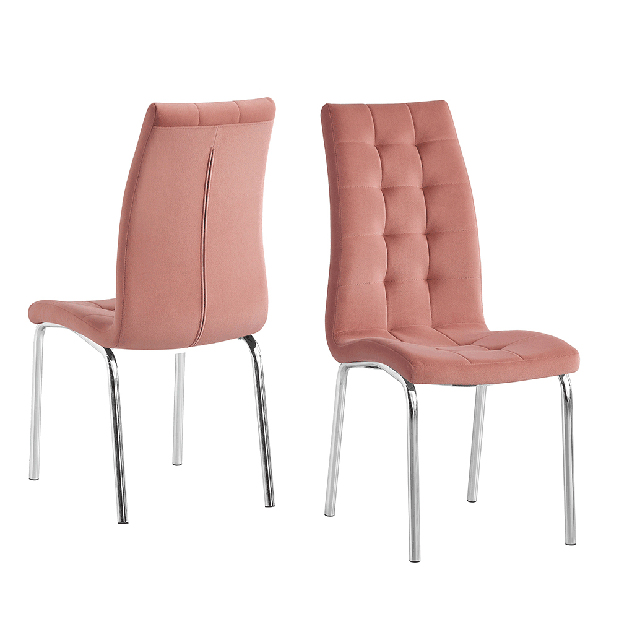 Jedálenská stolička Harison NEW (ružová + chróm)