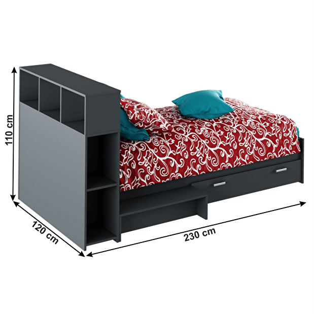 Jednolôžková posteľ 90 cm Adrana (grafit)