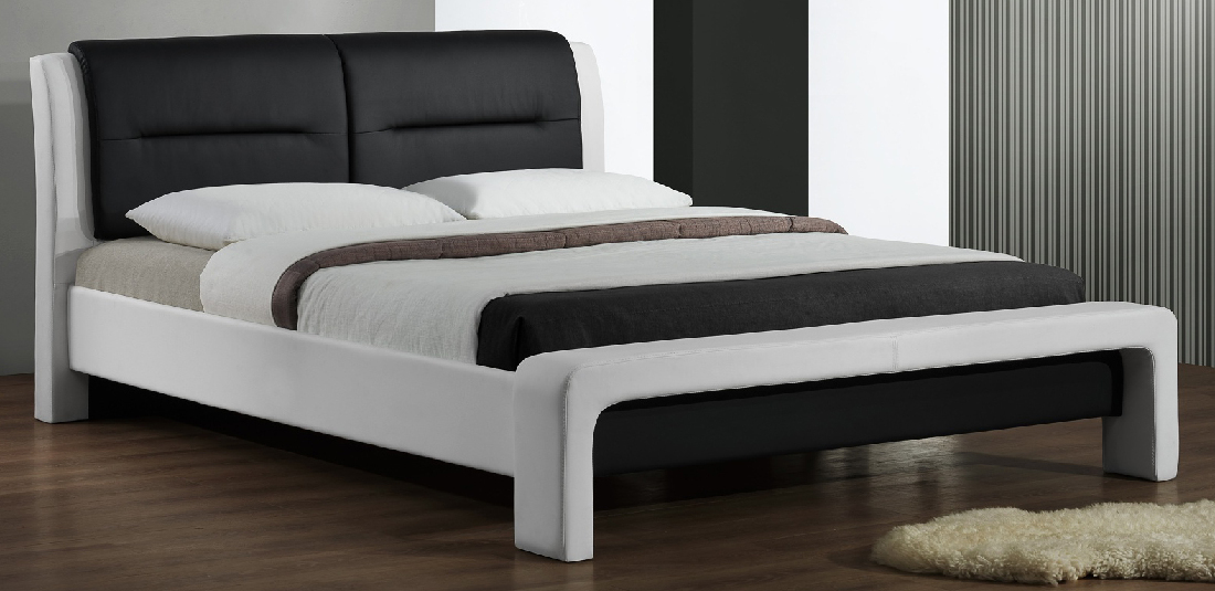 Manželská posteľ 160 cm Casandie (s roštom) (biela + čierna)