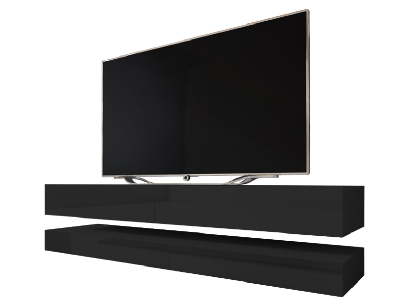 TV stolík Felisa (čierny lesk + čierna matná) (s modrým osvetlením) *výpredaj