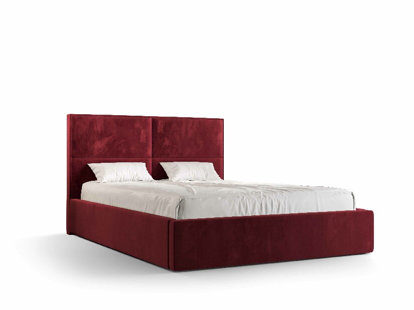 Manželská posteľ 160 cm Alfonso (bordová) (s roštom a úložným priestorom)
