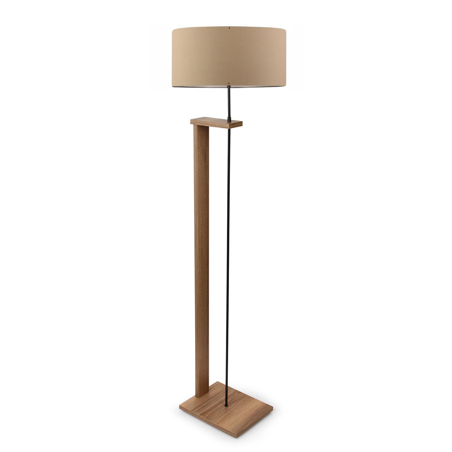 Stojanová lampa Avanasta 3 (svetlohnedá + drevo)