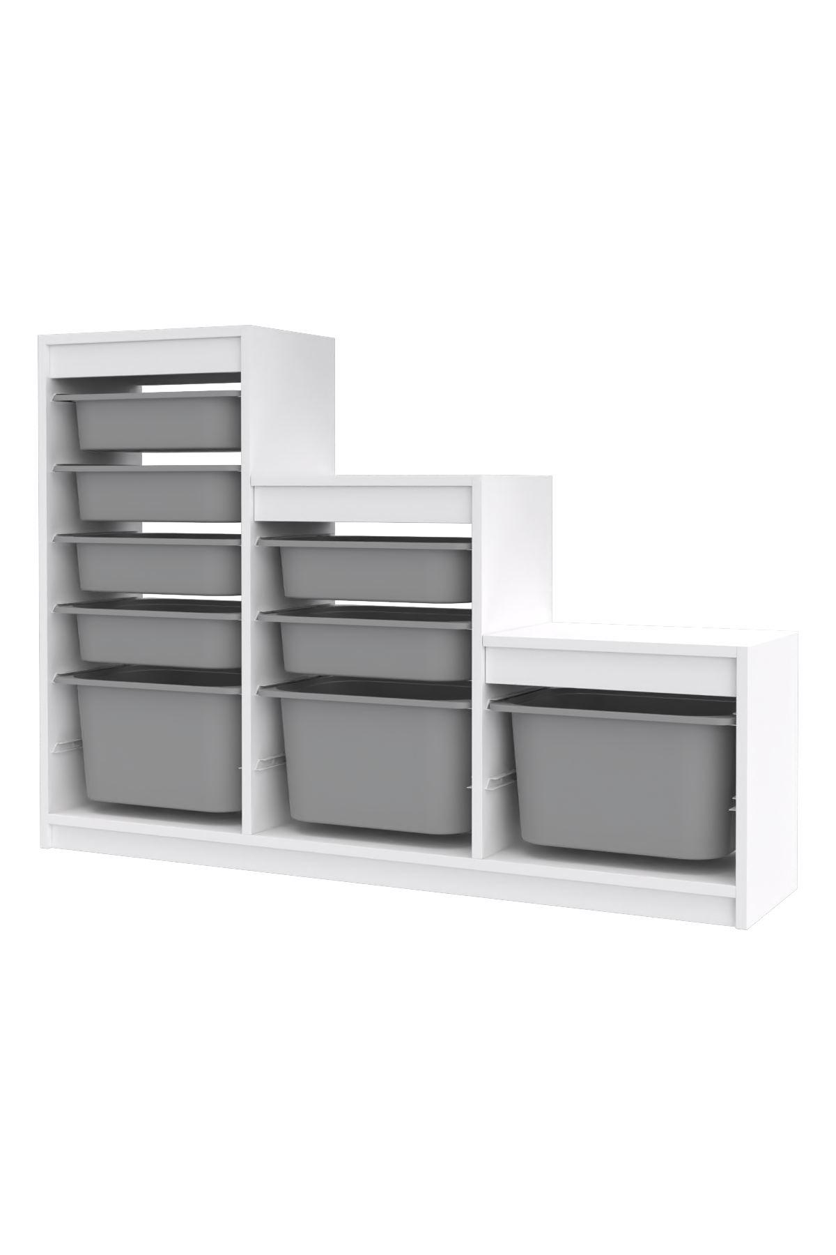 Organizér na hračky Dremonka 9 (biela + sivá)