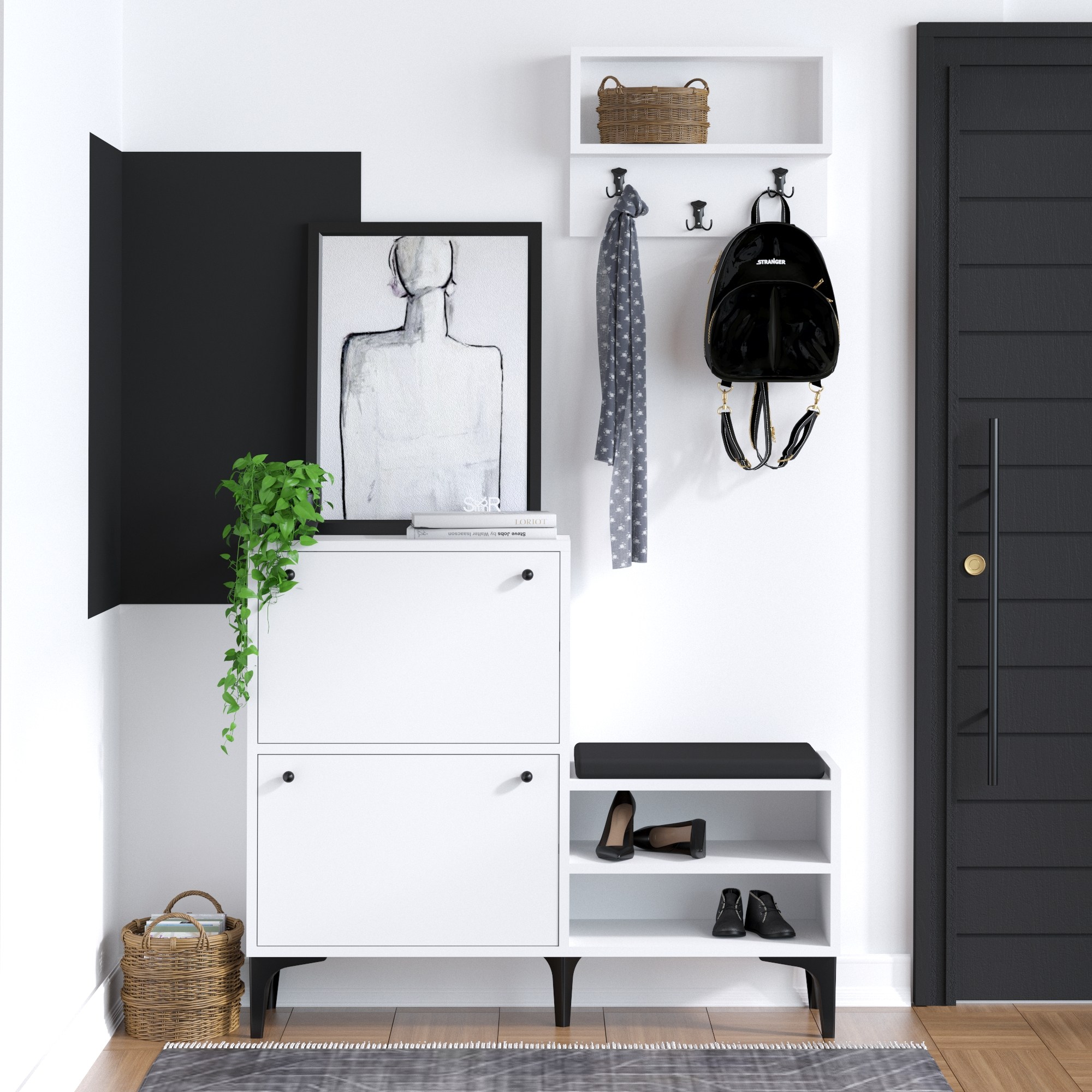 Predsieňová zostava Aliex 6 (Biela + Čierna)
