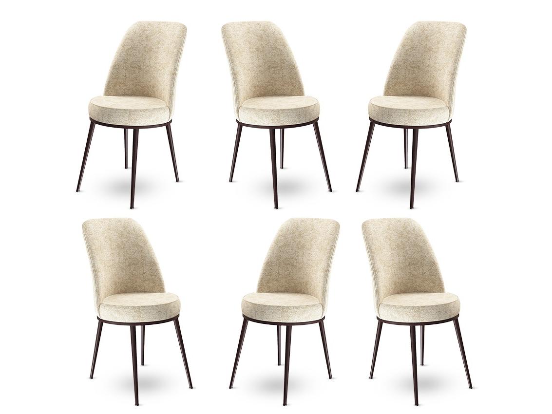 Set 6 ks. jedálenských stoličiek Dexagone (krémová + hnedá) 