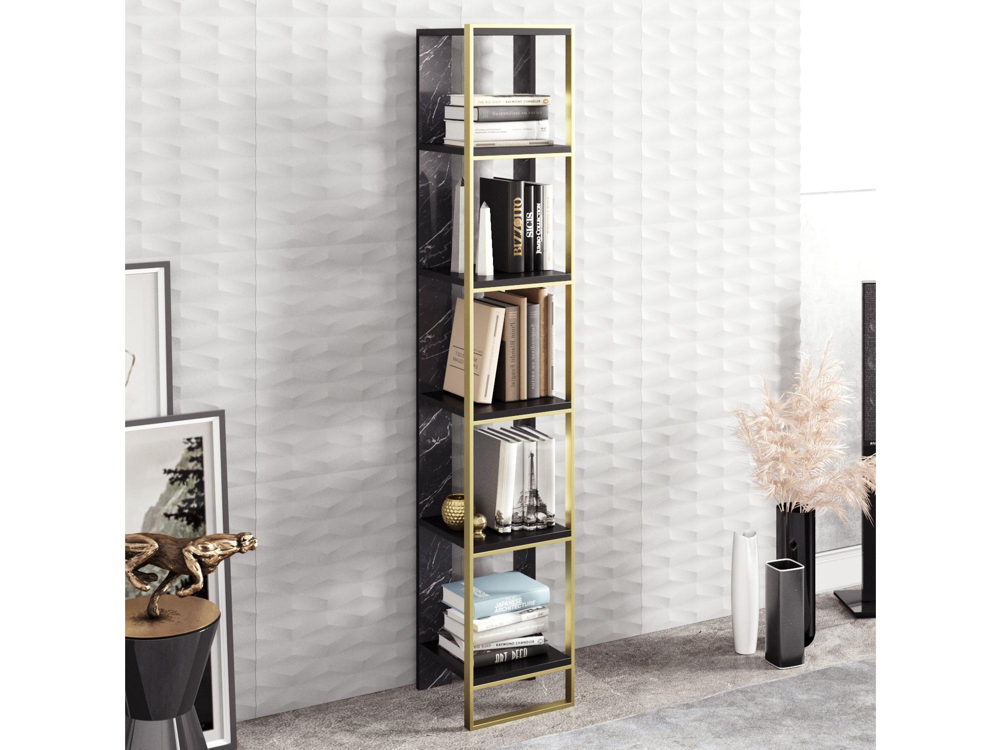 Regál Poppy 2 (zlatá + čierna)