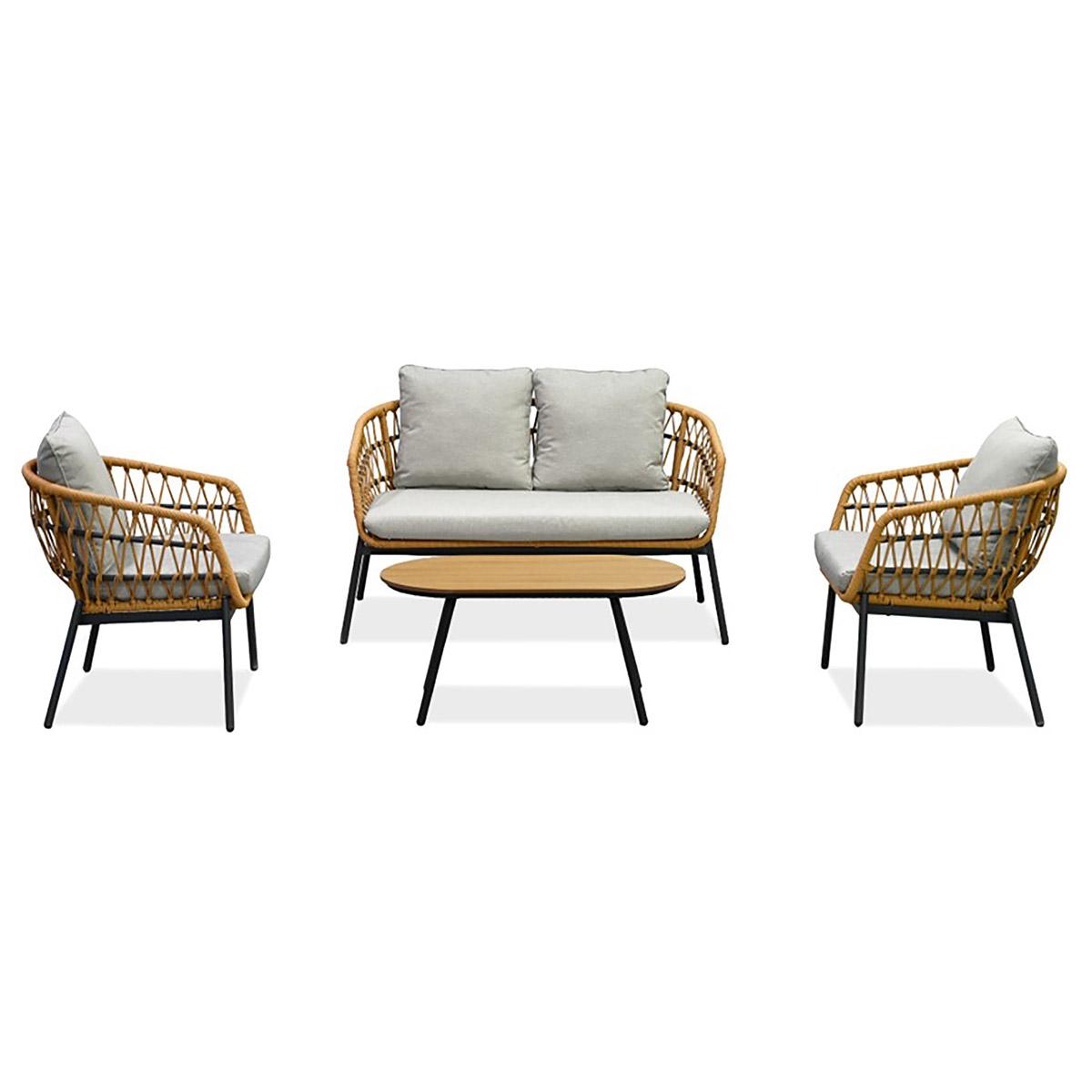 Záhradná zostava Artefactos (prírodná + svetlosivá) (pre 4 osoby)