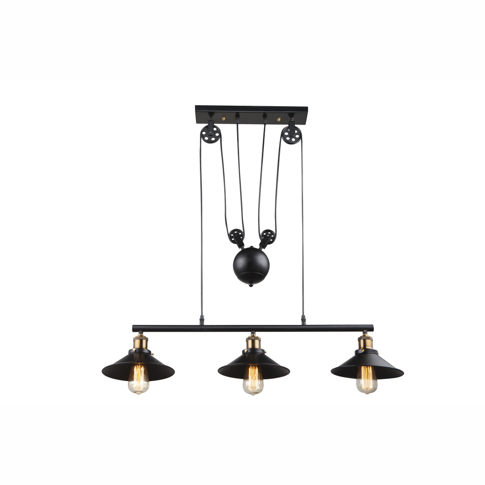 Závesné svietidlo Lenius 15053-3 (čierna + stará mosadz)
