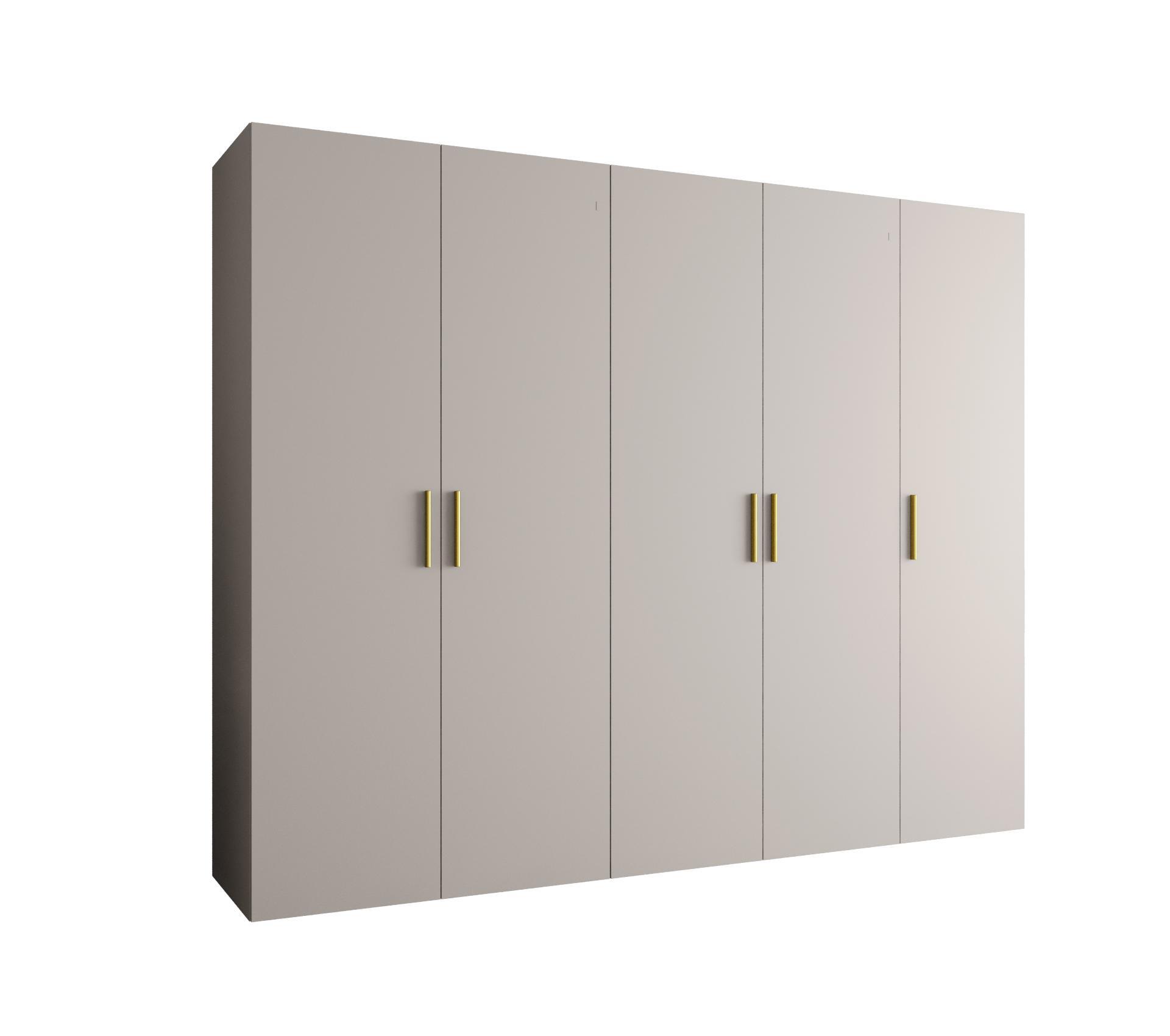 Šatníková skriňa 250 cm Borry 1 (kašmír + zlatá)