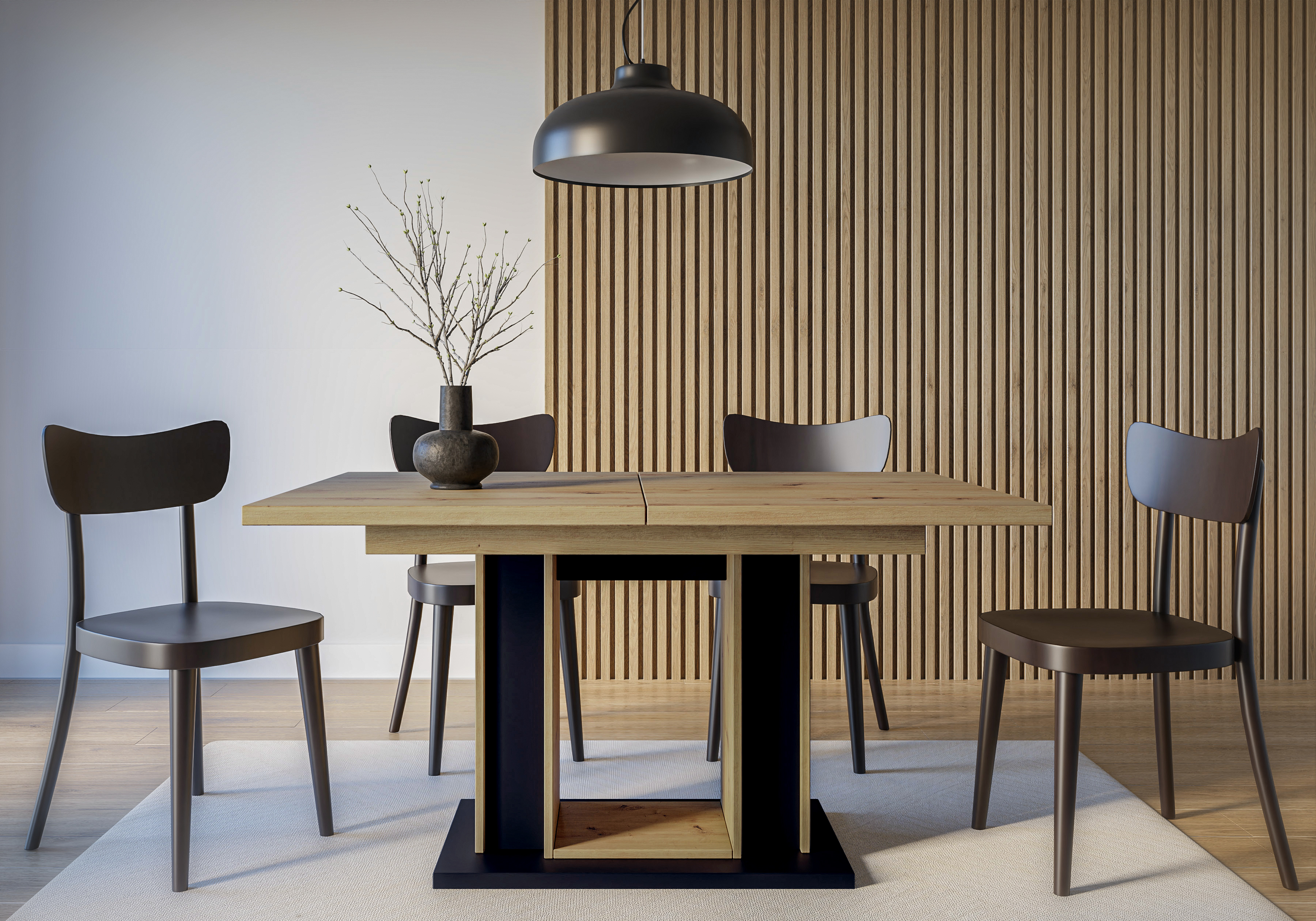 Jedálenský stôl Farug (artisan + čierna) (pre 6 až 8 osôb)