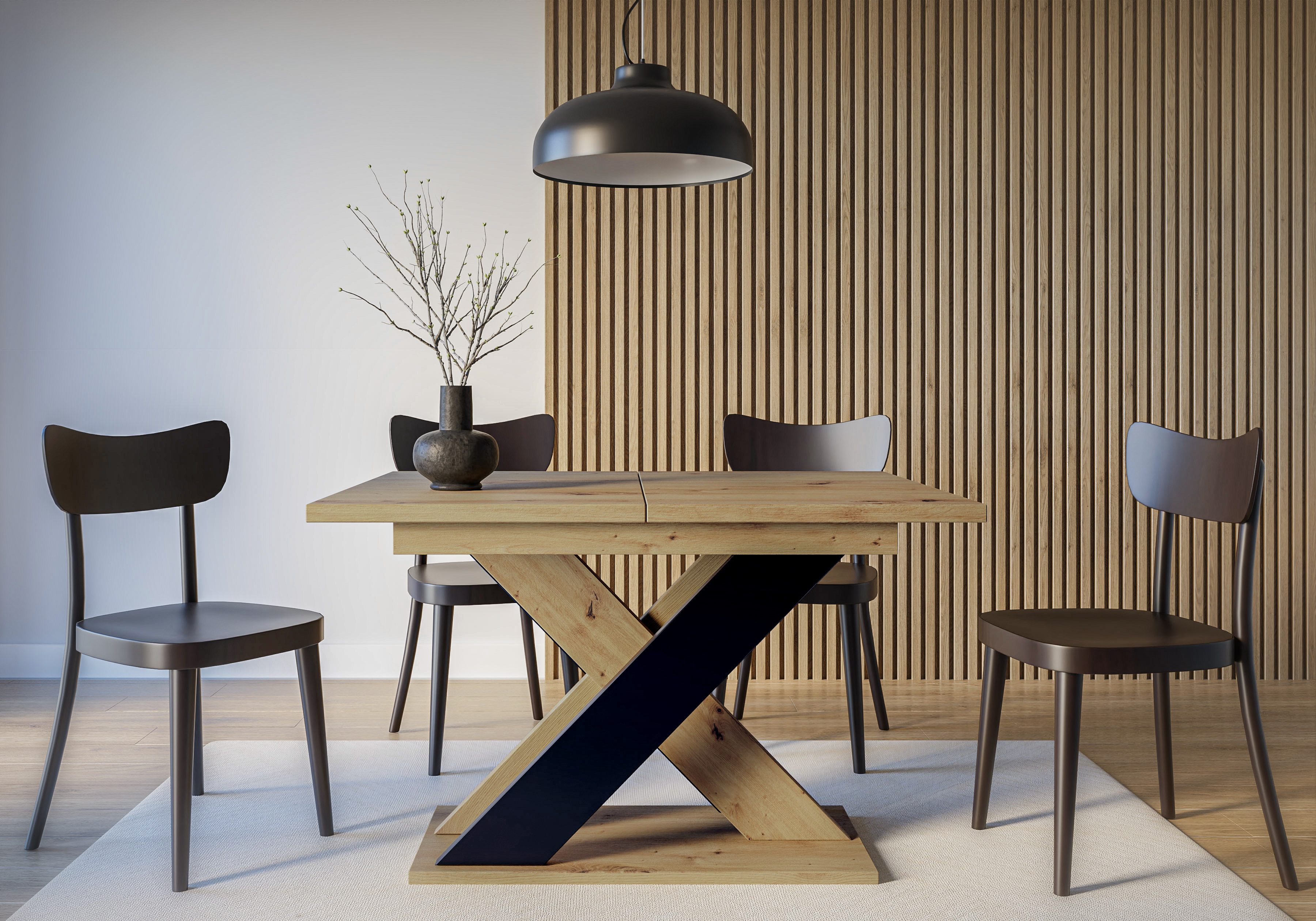 Jedálenský stôl Xalin (artisan + čierna) (pre 4 až 6 osôb)