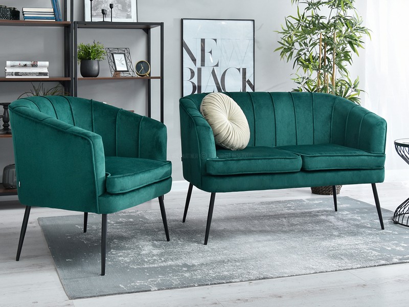 Pohovka Etimee S (zelená + čierna)