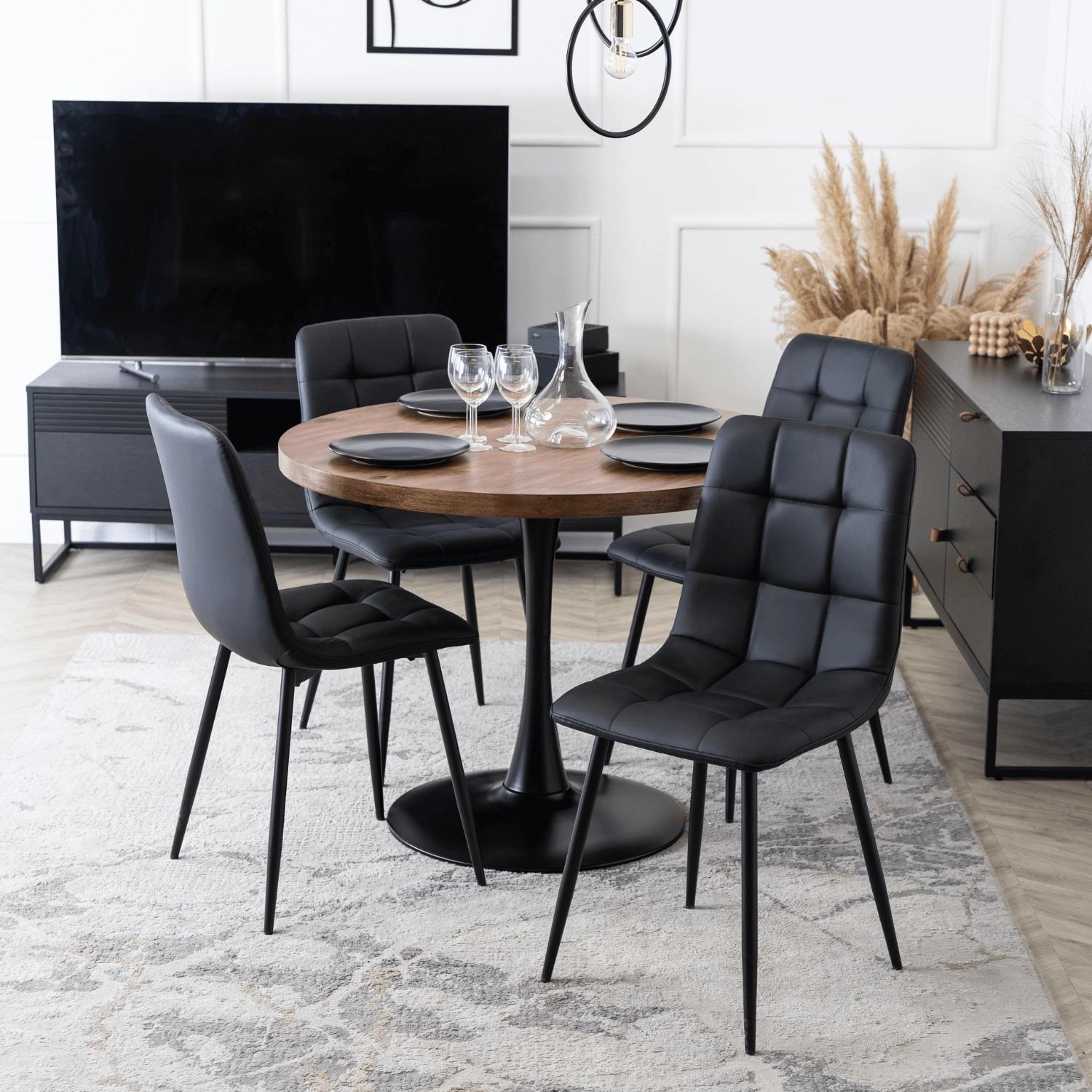 Jedálenský stôl Luchan (dub rustikal + čierna) (pre 4 osoby)