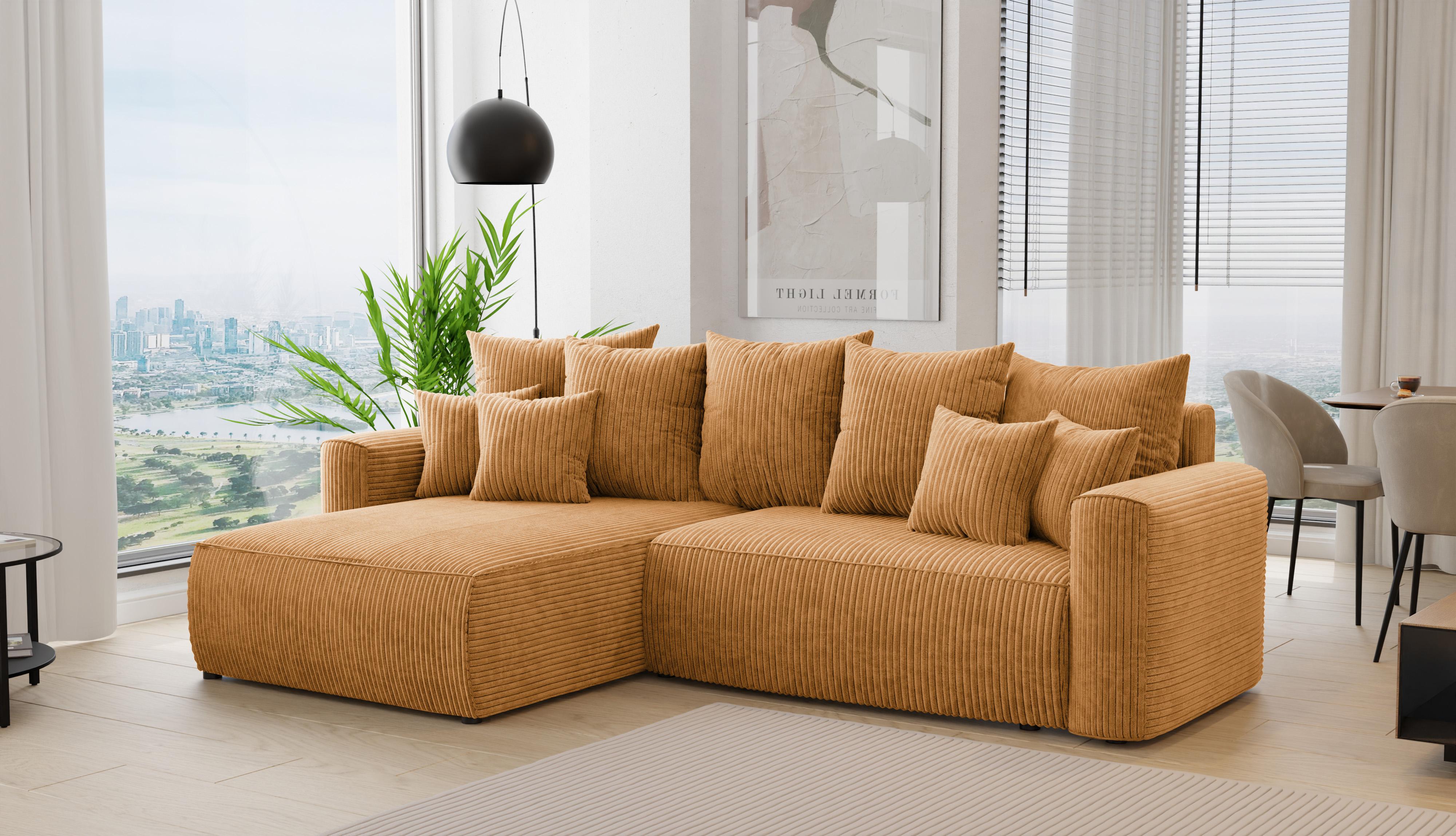 Rohová sedačka Baria (L) (horčicová)