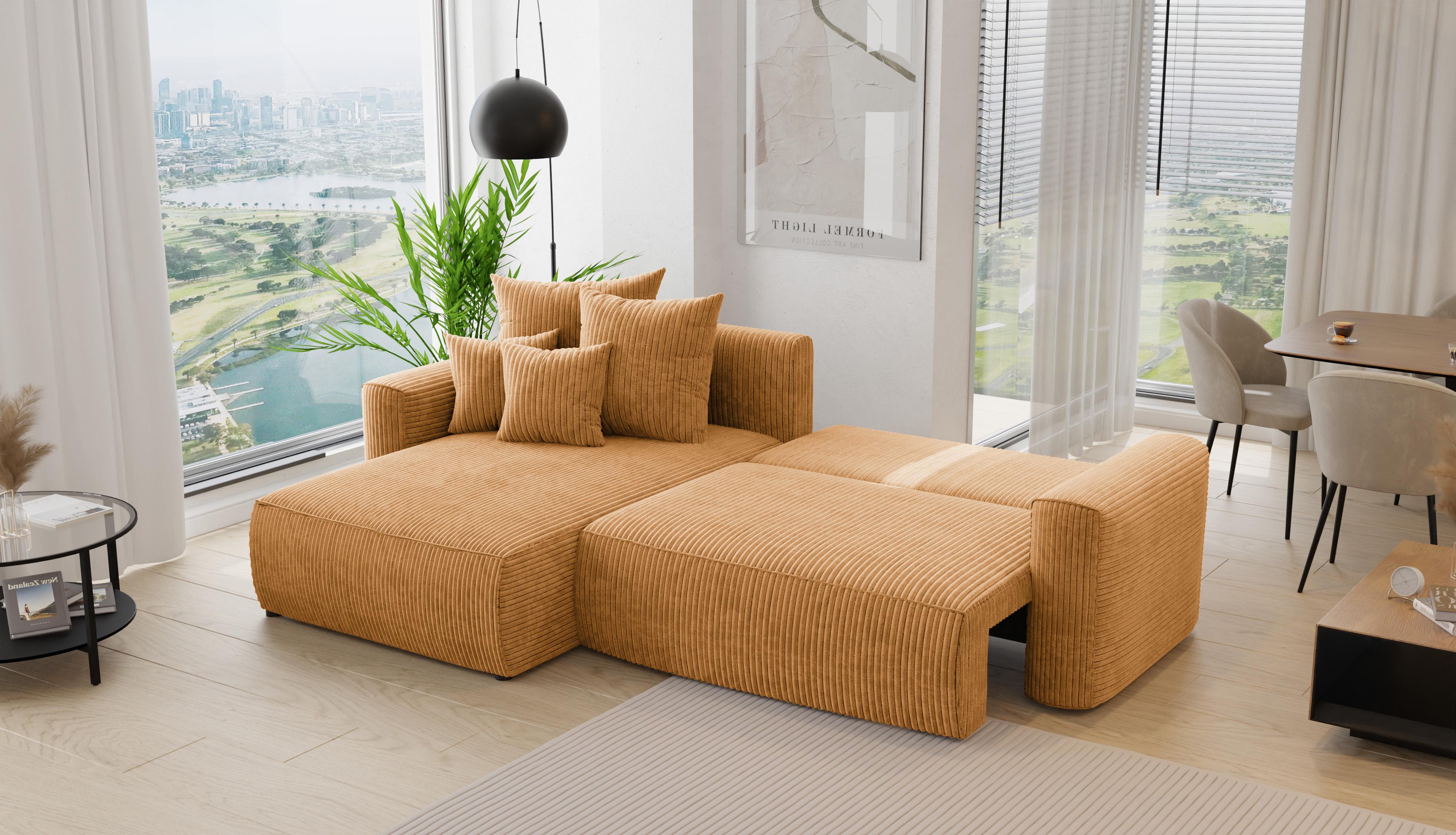 Rohová sedačka Baria (L) (horčicová)