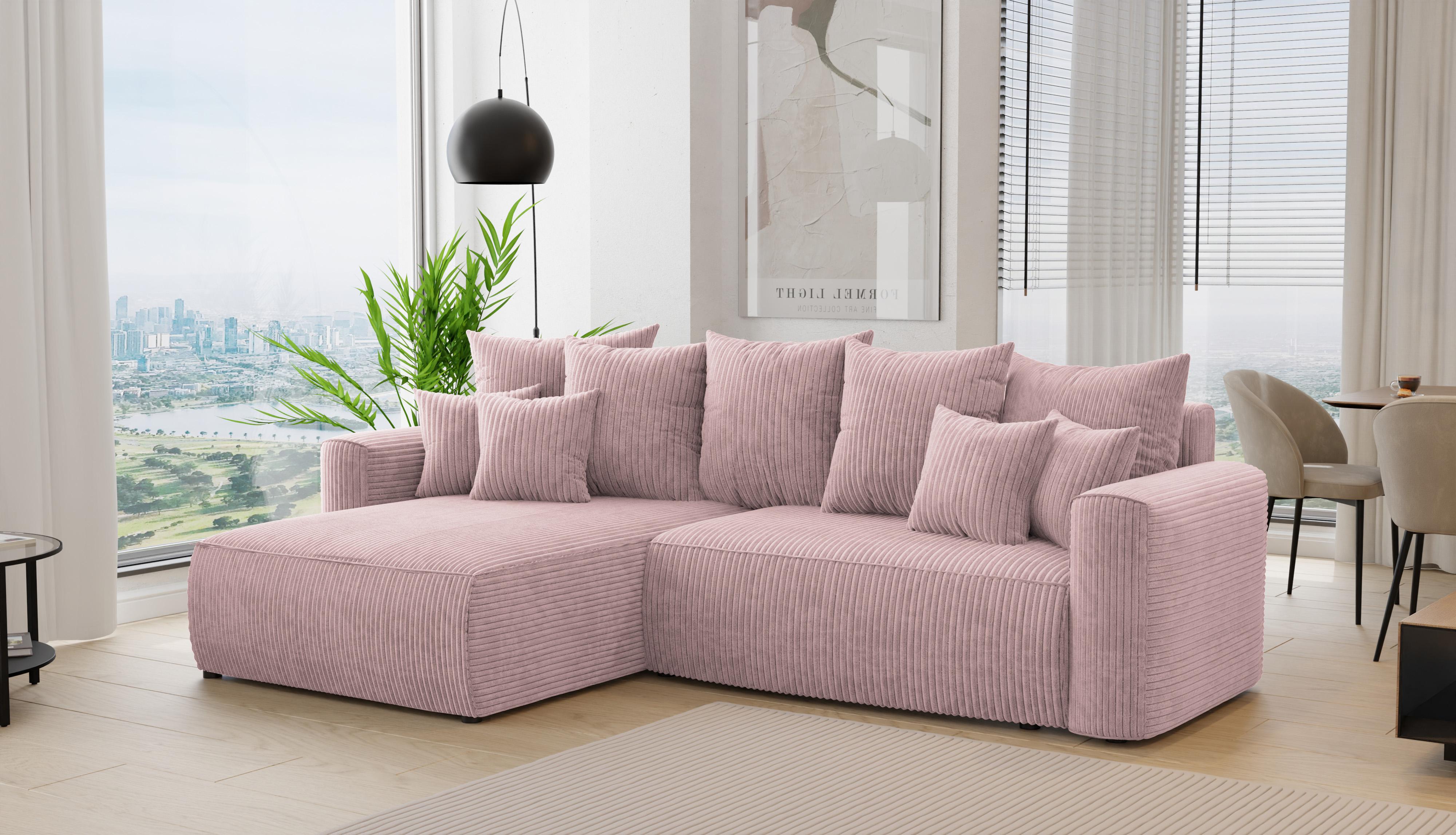 Rohová sedačka Baria (L) (púdrovo ružová)