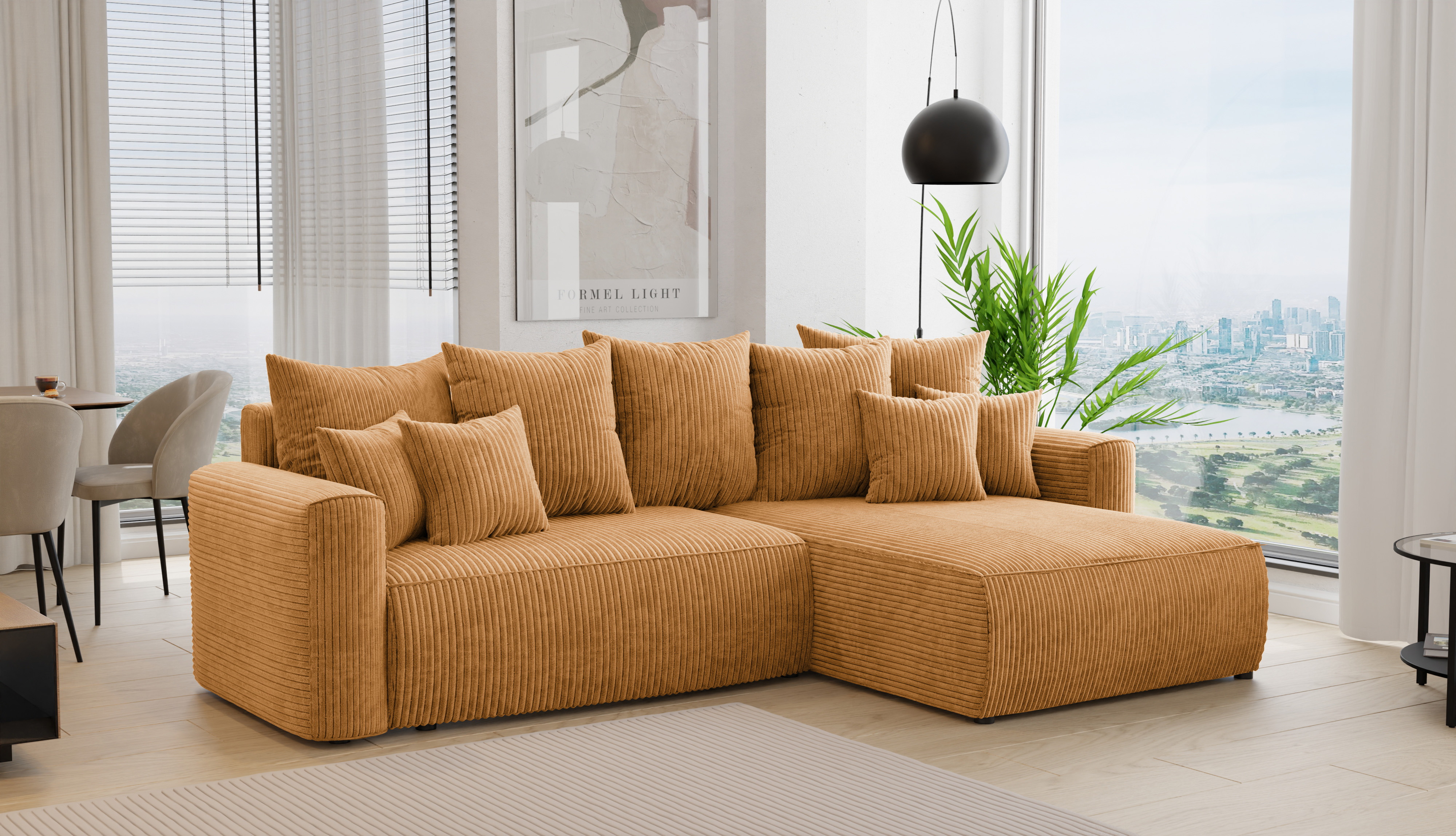 Rohová sedačka Baria (P) (horčicová)