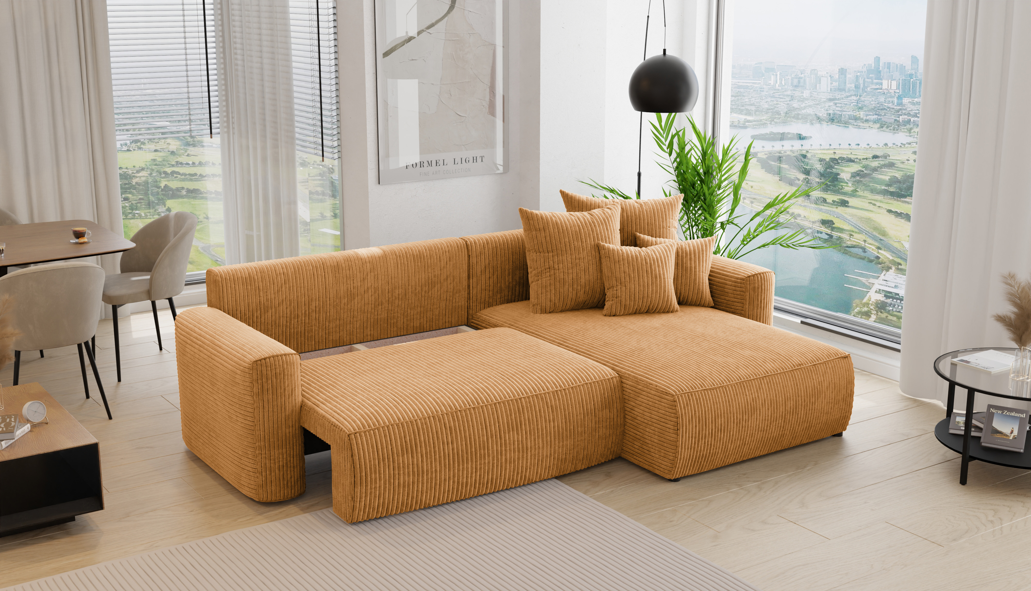 Rohová sedačka Baria (P) (horčicová)