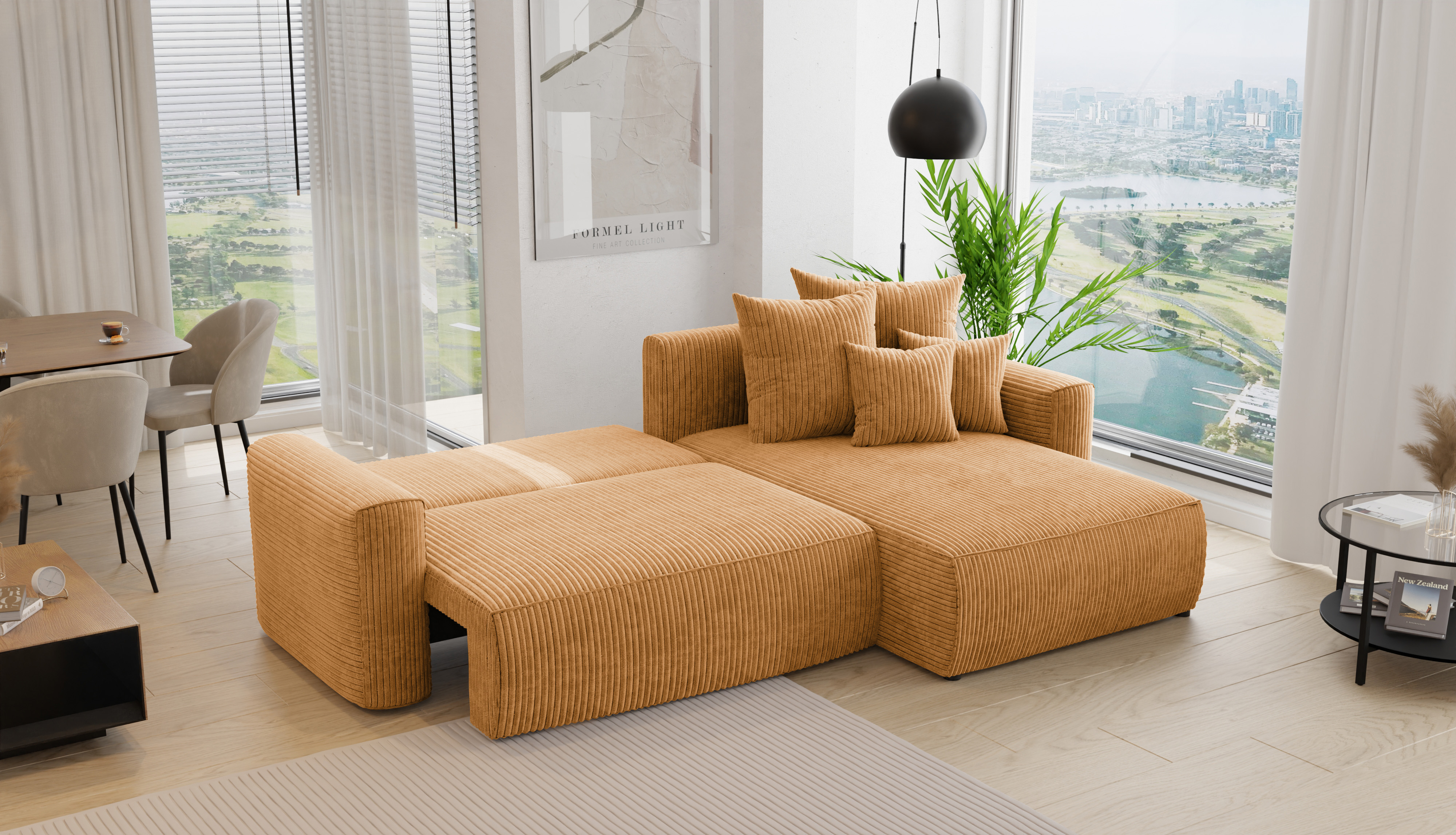 Rohová sedačka Baria (P) (horčicová)