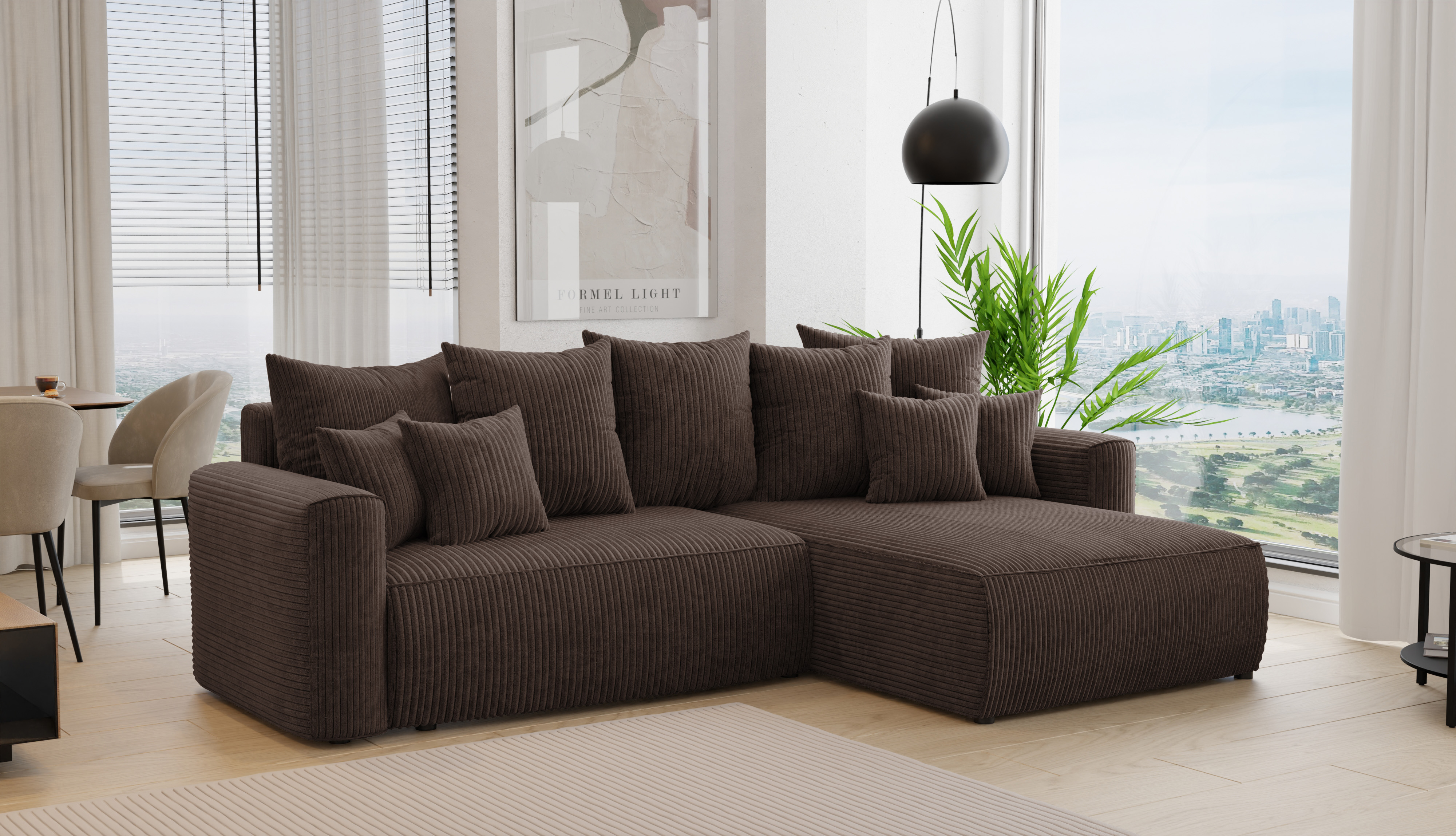 Rohová sedačka Baria (P) (čokoládová)