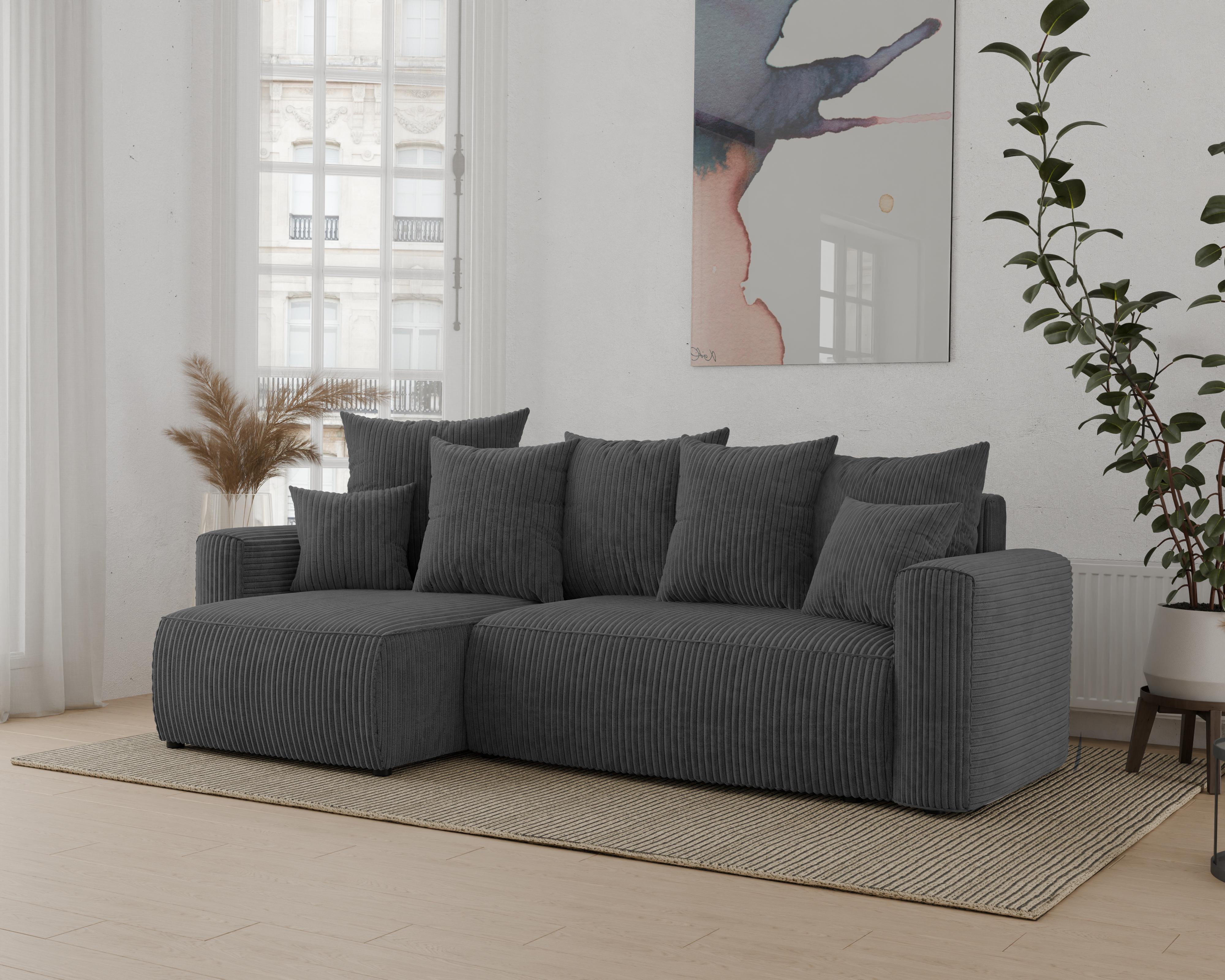 Rohová sedačka Denia (L) (tmavosivá)