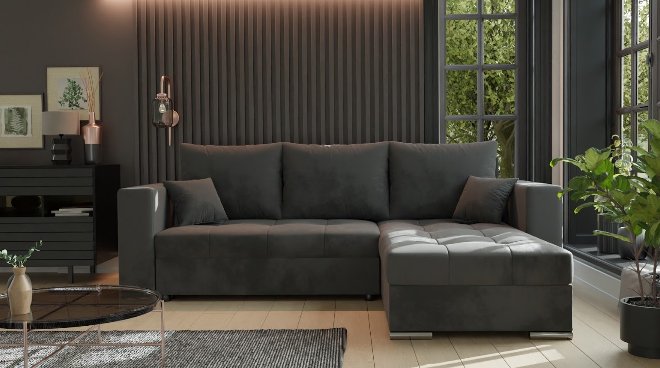 Rohová sedačka Josie (P) (tmavosivá)