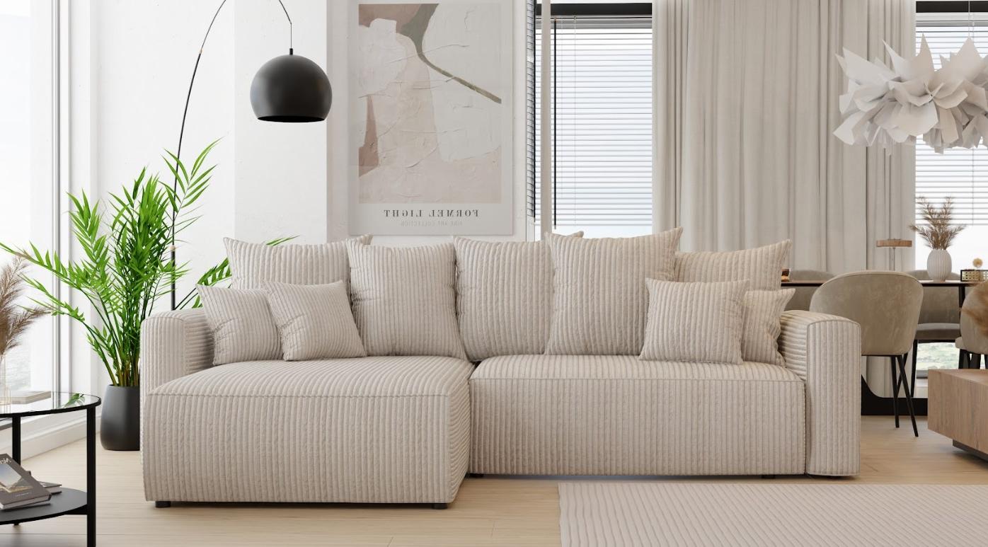 Rohová sedačka Napolia (L) (mliečna)