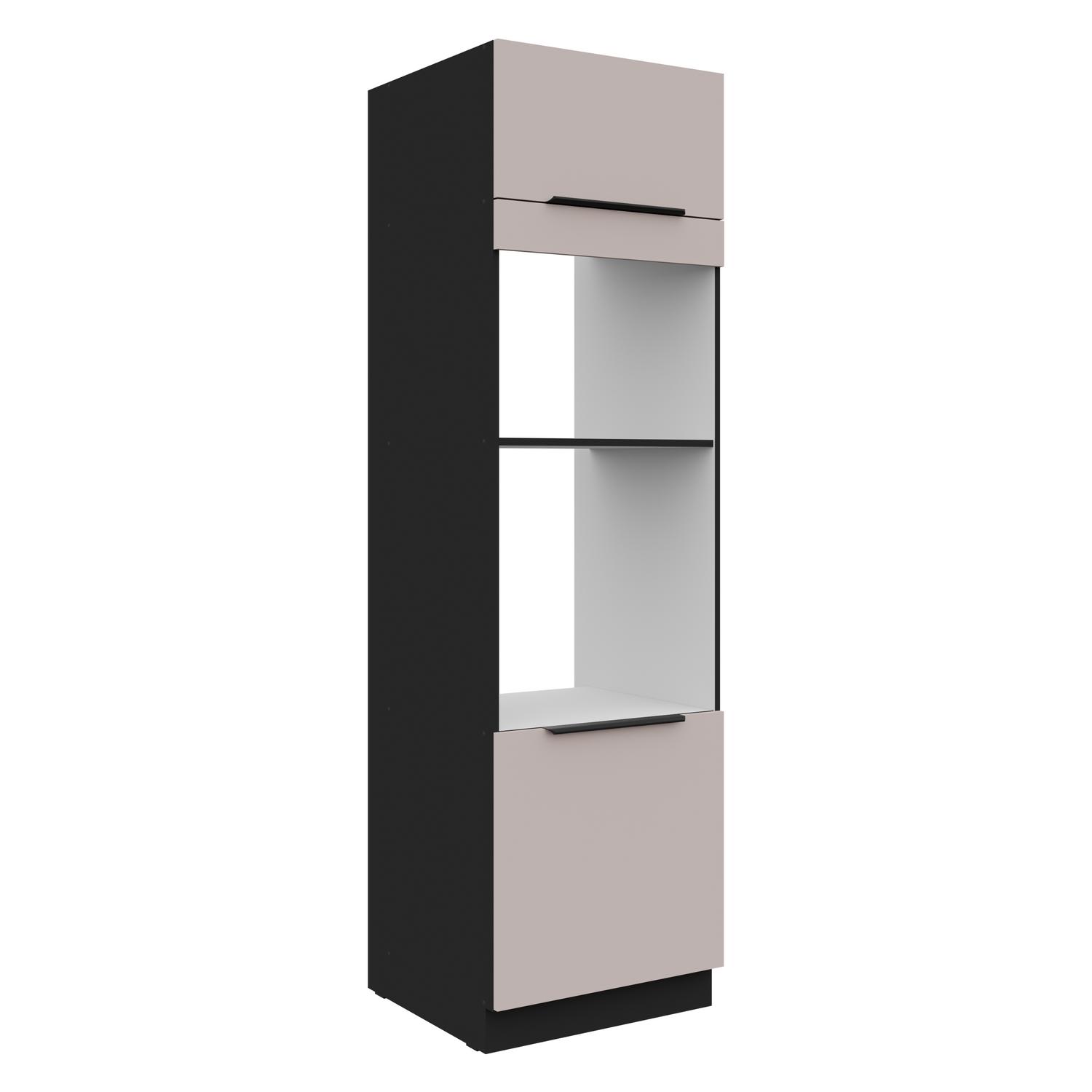 Potravinová kuchynská skrinka Aaron 60 DPM-210 2F (čierna matná + kašmír)