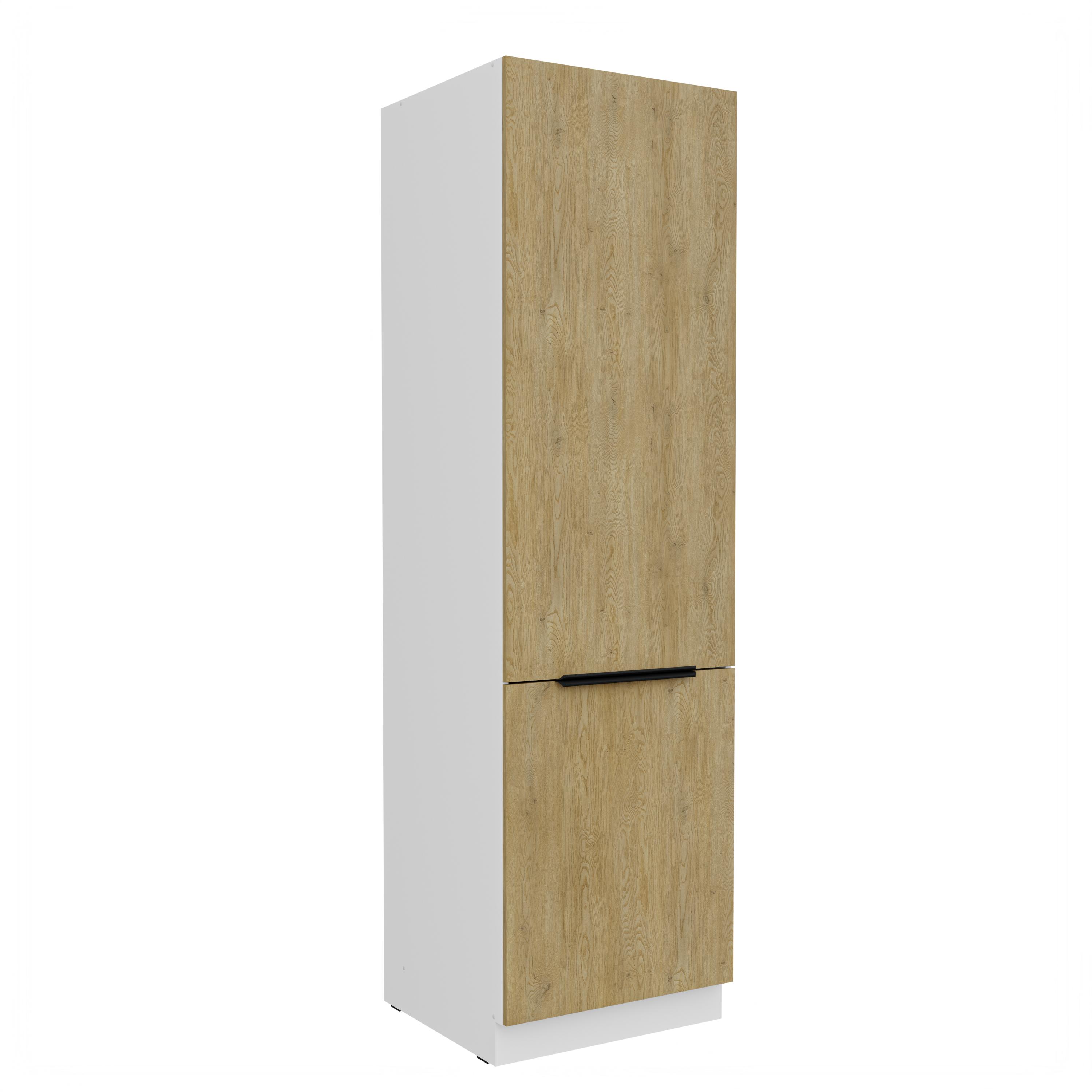 Potravinová vstavaná skriňa na chladničku Carminia 60 LO-210 2F (dub cremona + biela)