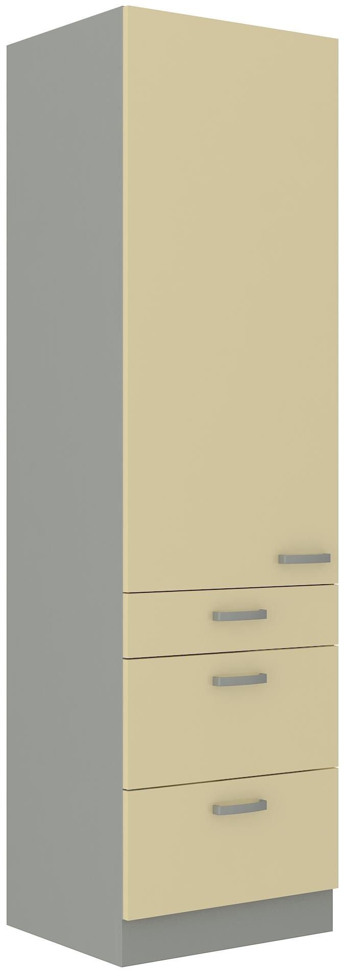 Potravinová kuchynská skrinka Kelyn 60 DKS-210 3s 1F (korpus: lesk krémový + front: sivá)