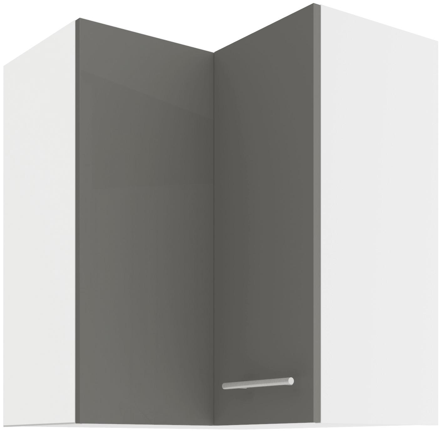 Horná rohová kuchynská skrinka Lavera 60x60 GN-72 2F (90°) (korpus: biela + front: lesk sivý)