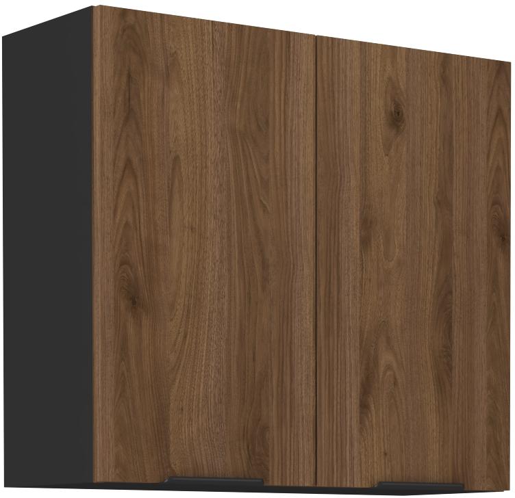 Horná kuchynská skrinka Manana 80 G 72 2F (korpus: čierna matná + front: orech okapi)