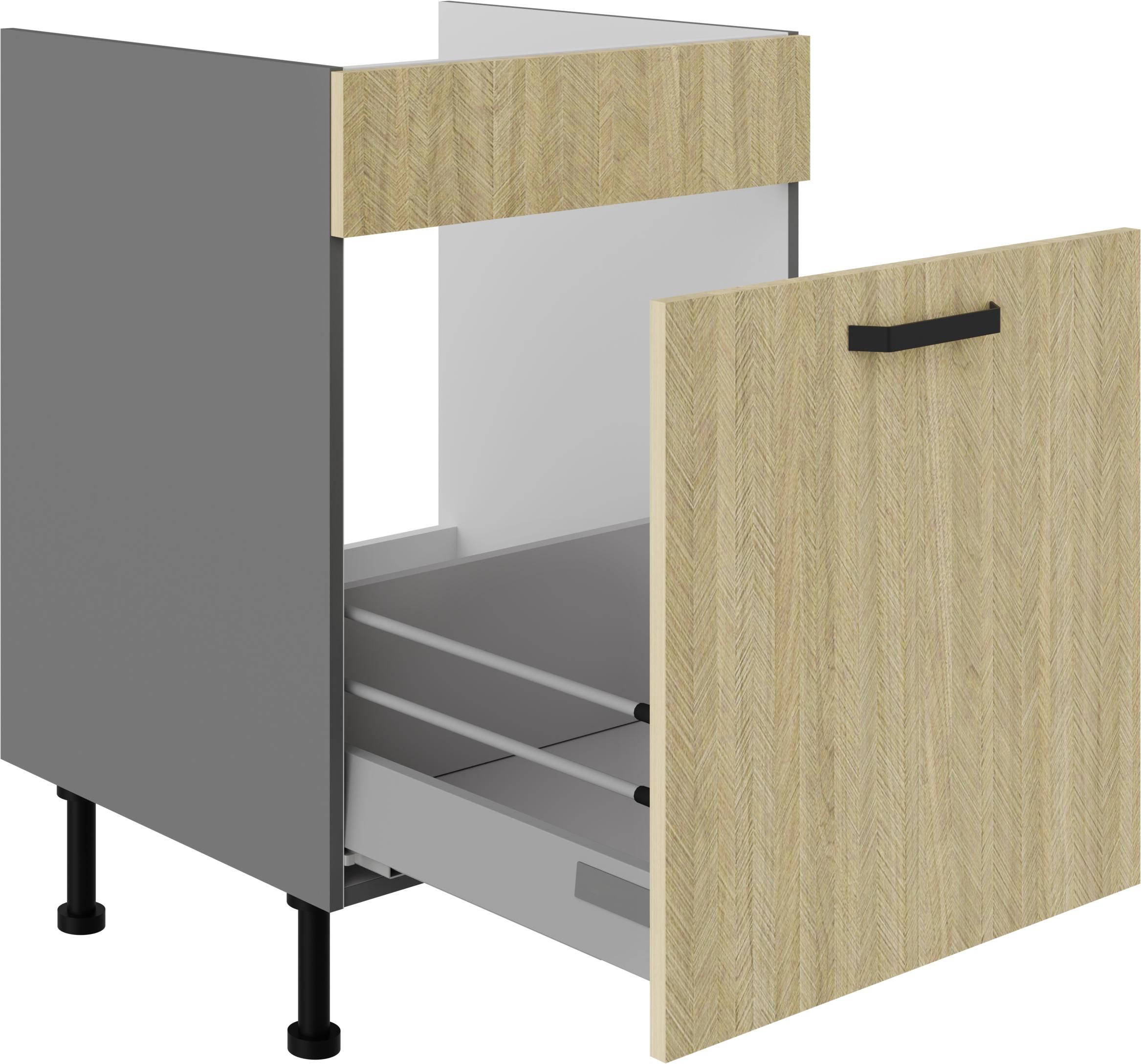 Dolná kuchynská skrinka Scarmi 60 ZL 1S BB (korpus: antracit + front: herringbone scandi)