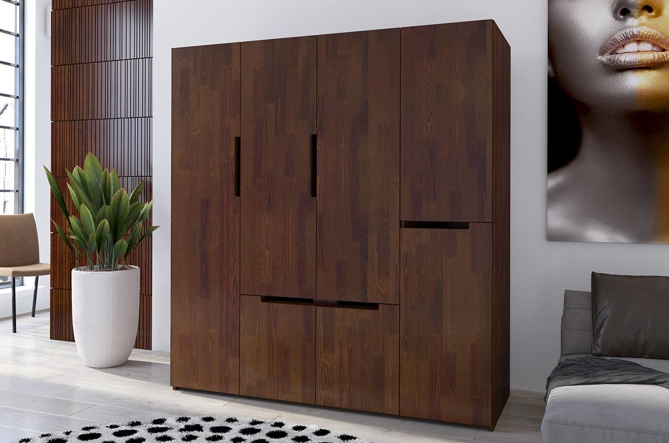 Šatníková skriňa Naturlig Larsos 4D5S (borovica)