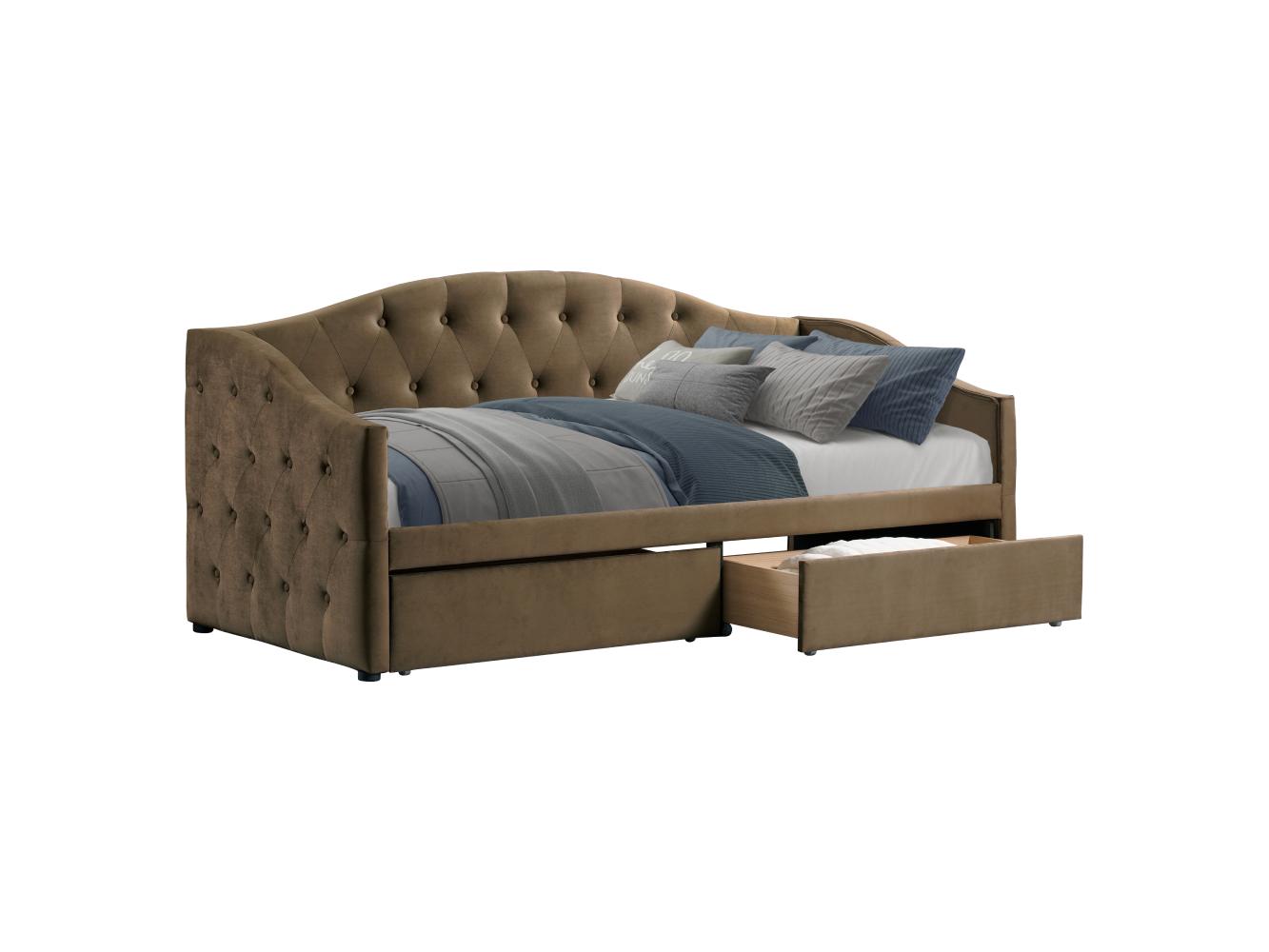 Jednolôžková posteľ (váľanda) 90 cm Zonas (hnedá) (s roštom) (s úl. priestorom)