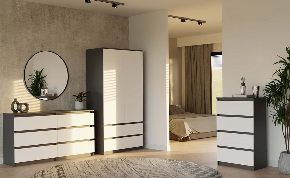 Šatníková skriňa Musecalo 1 (antracit + biela)