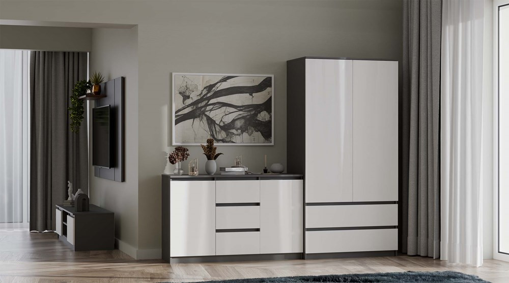 Šatníková skriňa Musecalo 1 (antracit + biela)