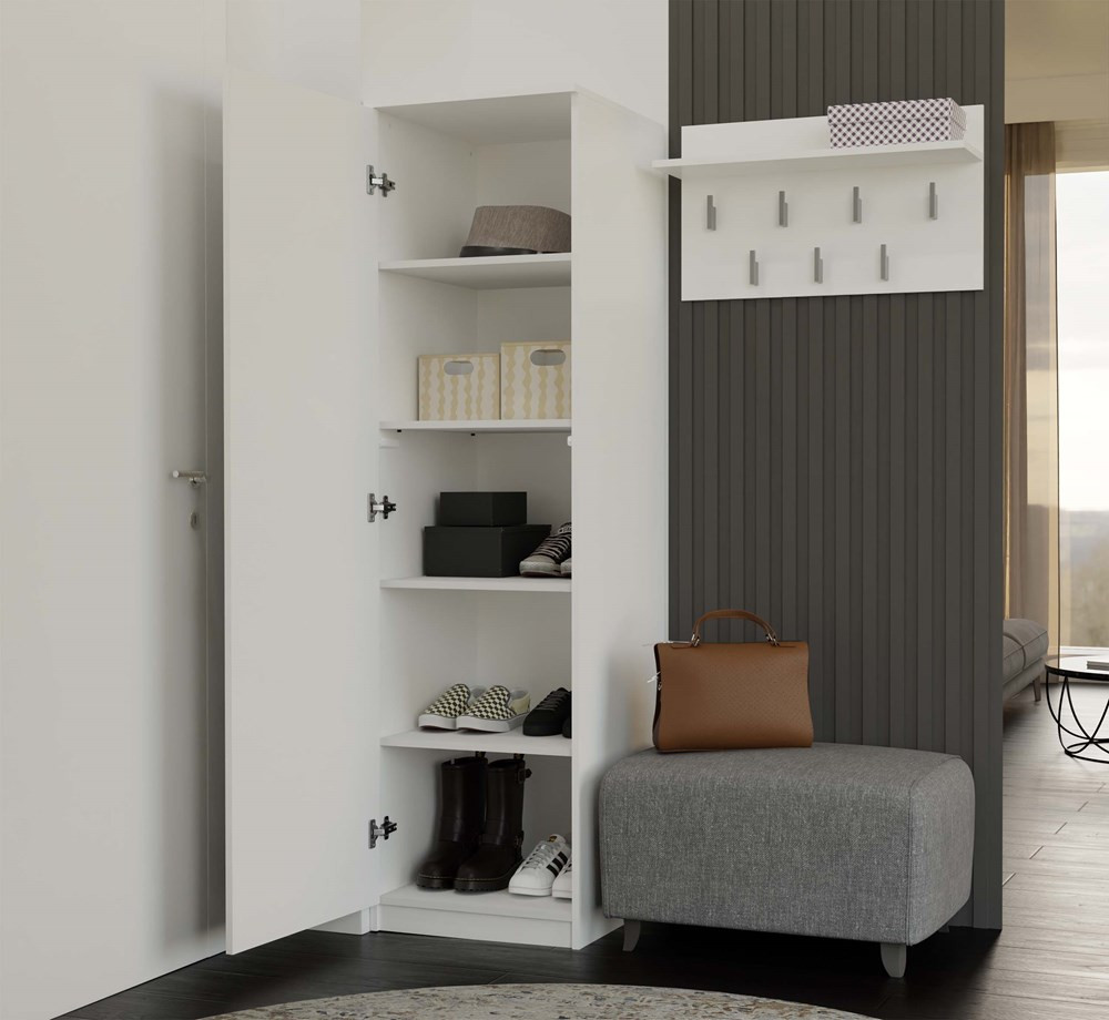 Šatníková skriňa Musecalo 2 (biela) (so zrkadlom)