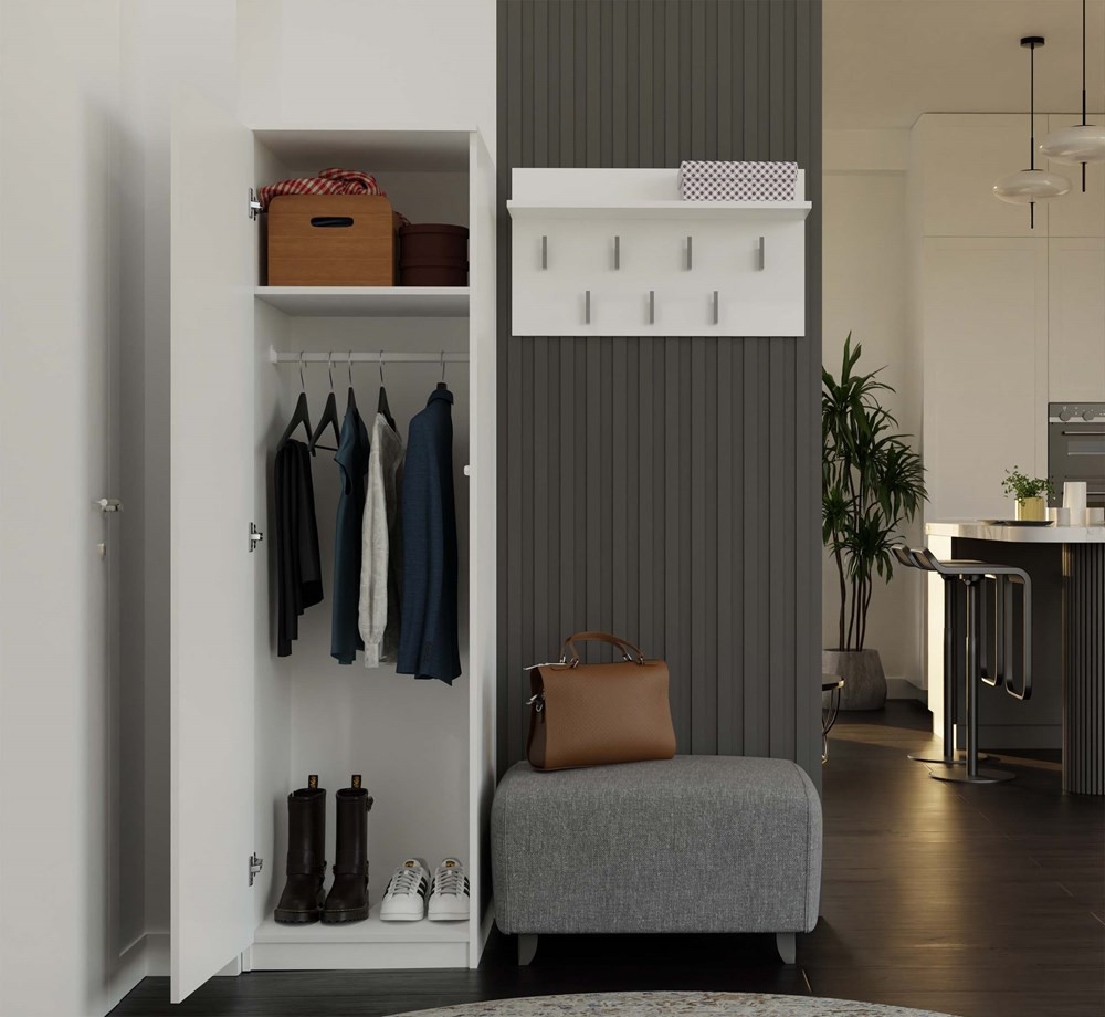 Šatníková skriňa Musecalo 2 (biela) (so zrkadlom)