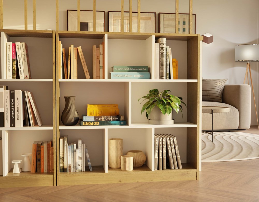 Regál Fragil 2 (dub artisan + biela)