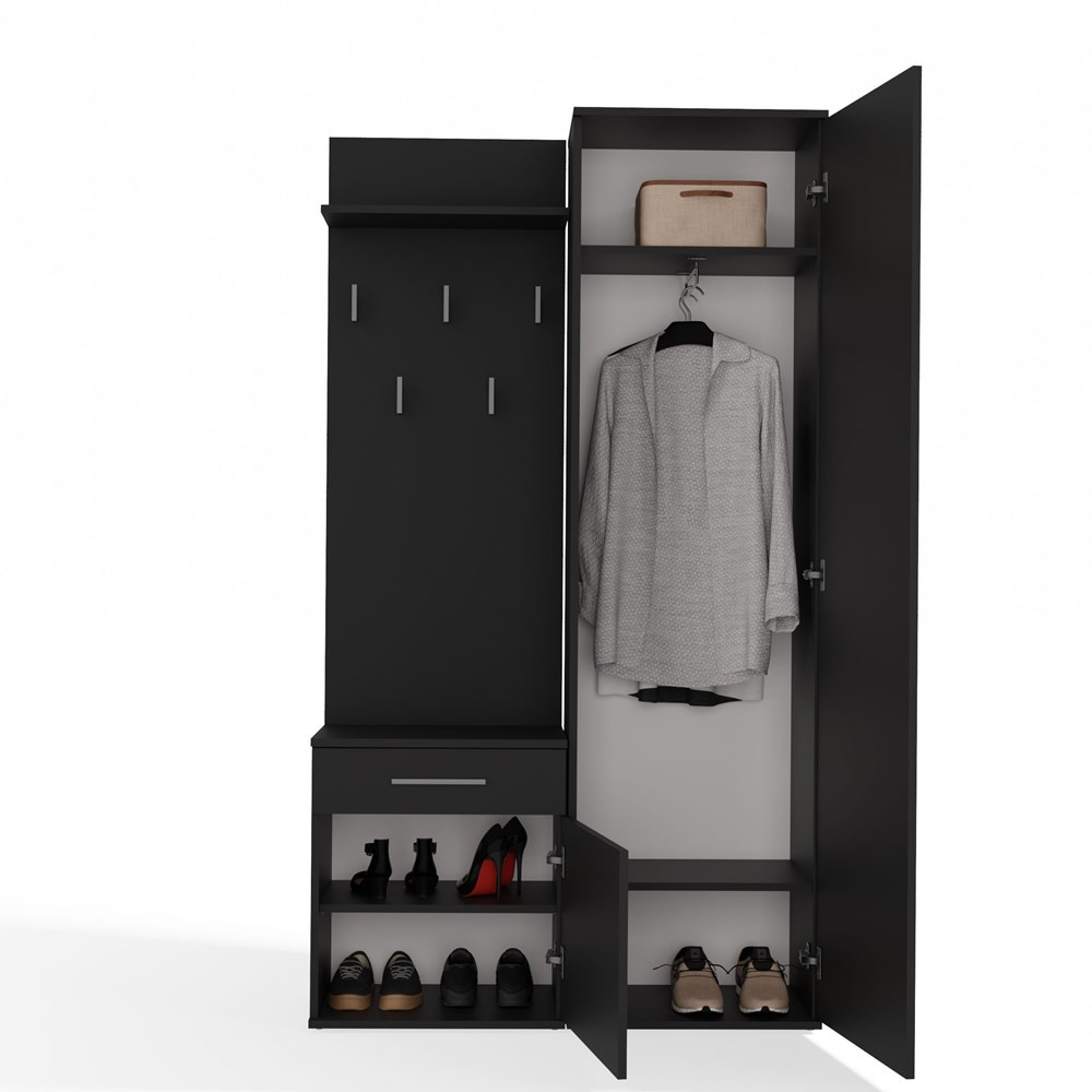 Predsieňová zostava Dialogos 1 (čierna) (so zrkadlom)