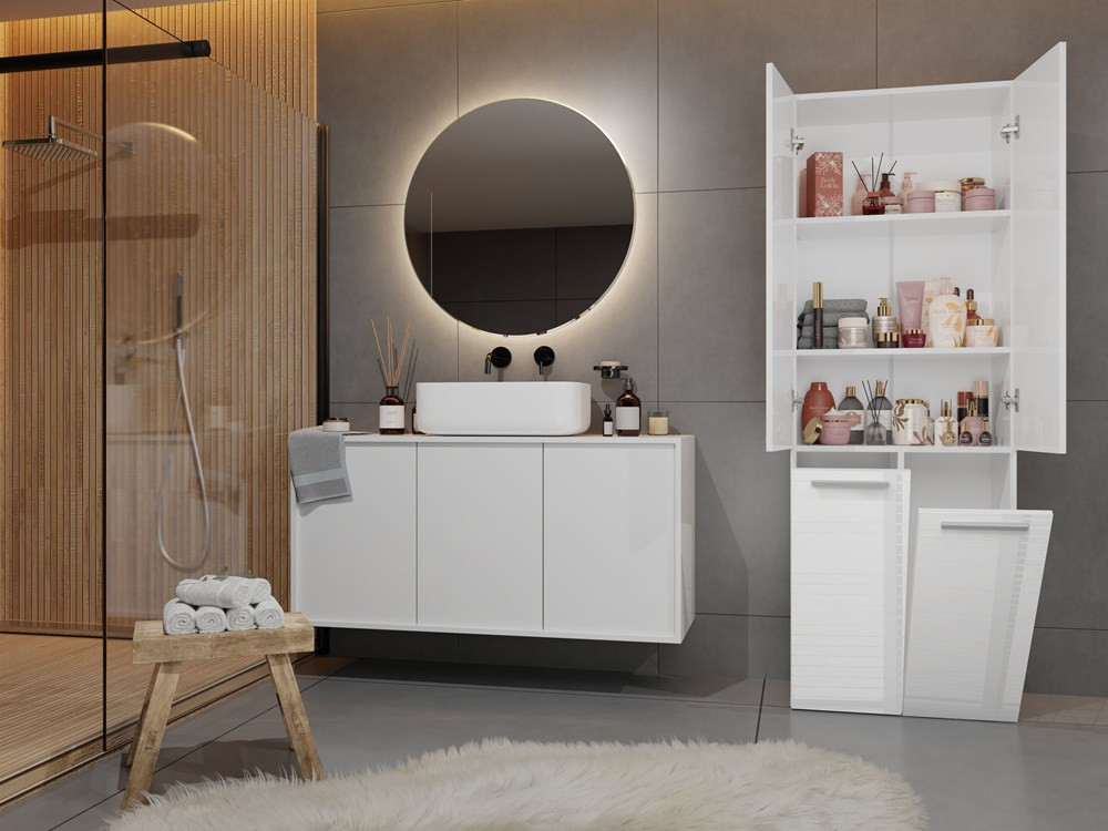 Kúpeľňová skrinka Neltossa 3 (lesk biely)