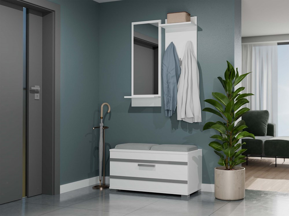 Predsieňová zostava Reclemos 1 (biela) (so zrkadlom)