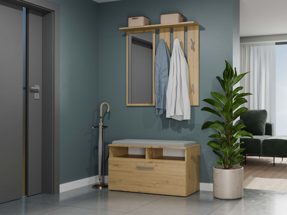 Vešiakový panel Oasis 1 (dub artisan) (so zrkadlom)