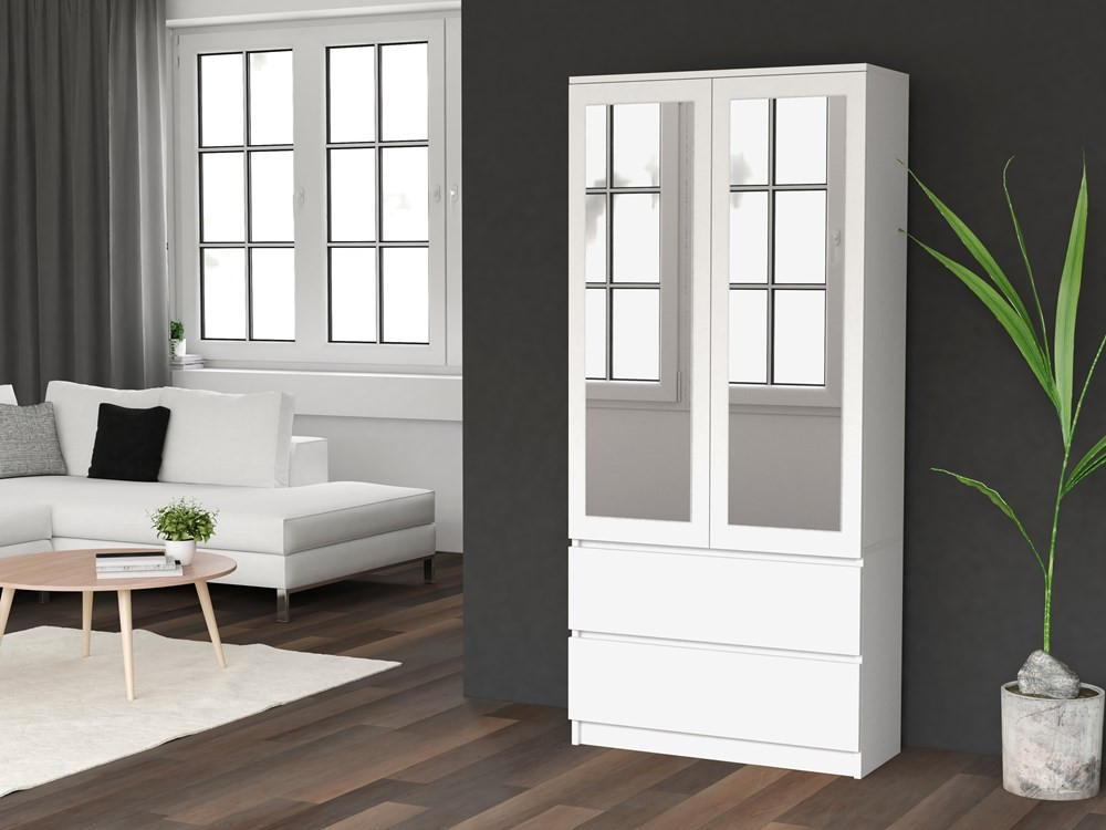 Šatníková skriňa Musecalo 1 (biela) (so zrkadlom)