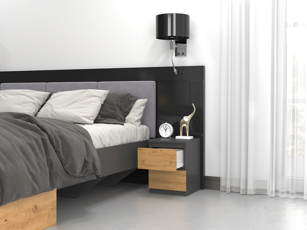 Nočný stolík Musecalo 2 (antracit + dub artisan)